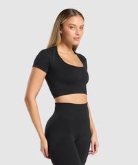 Corset Seamless Crop Top - Black