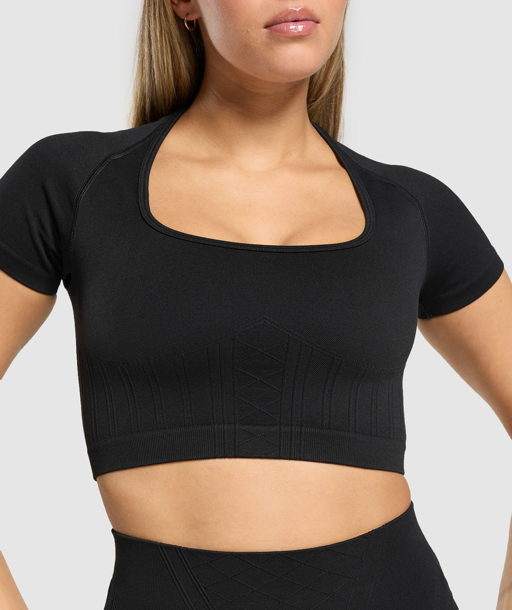 Corset Seamless Crop Top - Black