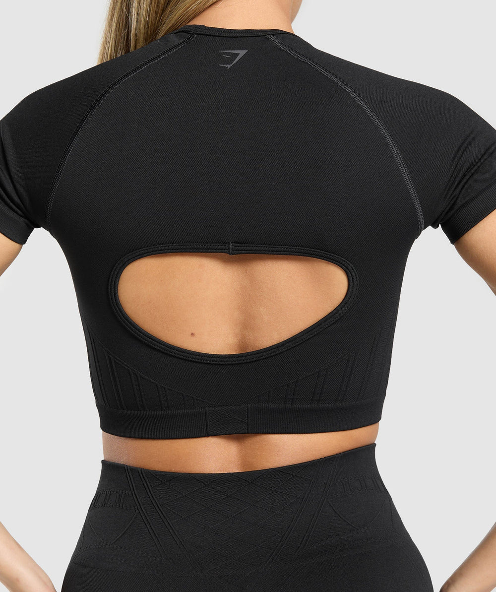 Corset Seamless Crop Top - Black