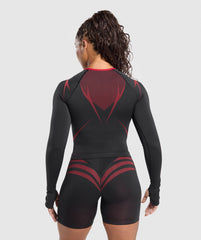 Apex Lift Seamless Long Sleeve Crop Top - Black/Carmine Red