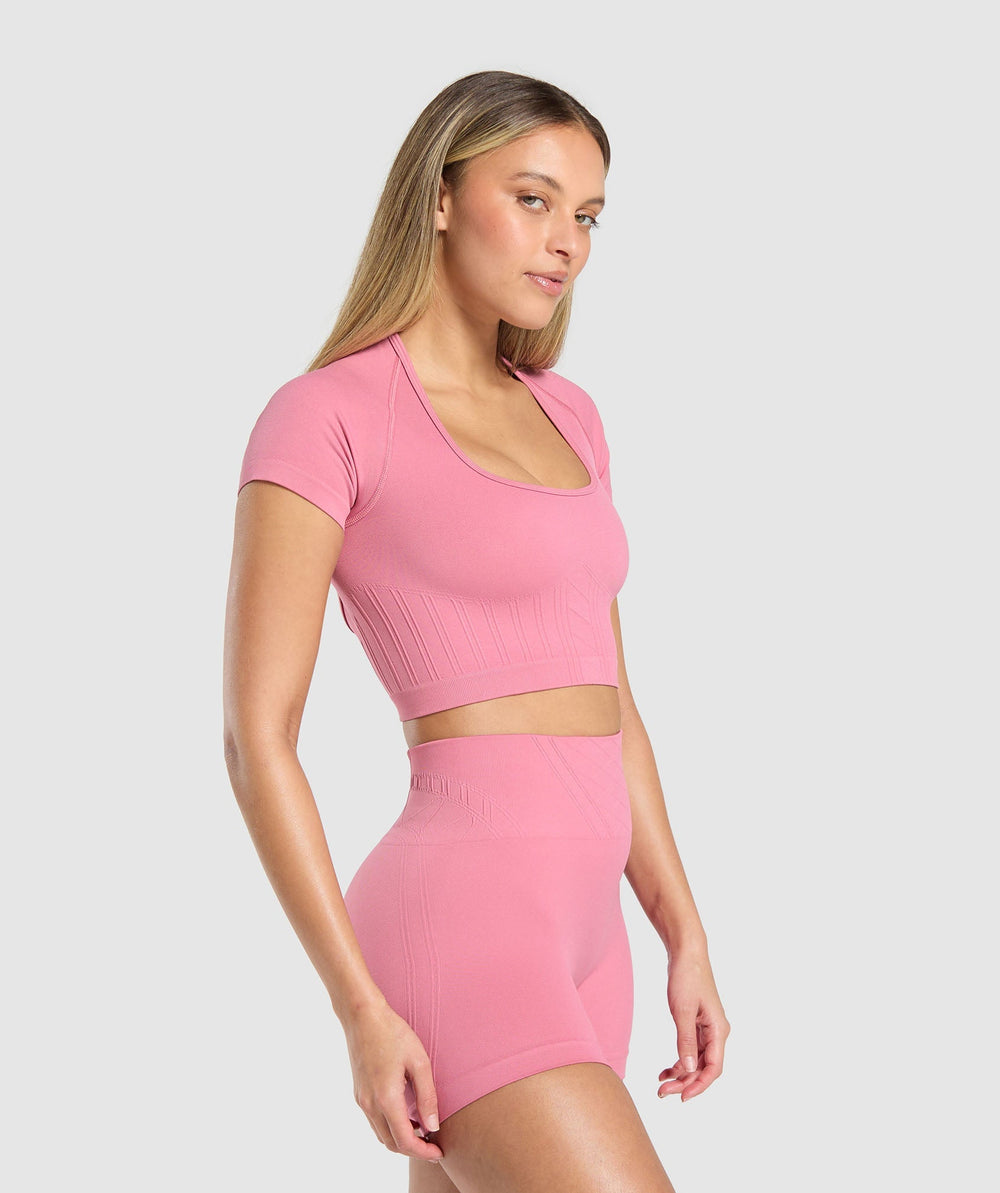 Corset Seamless Crop Top - Sunset Pink