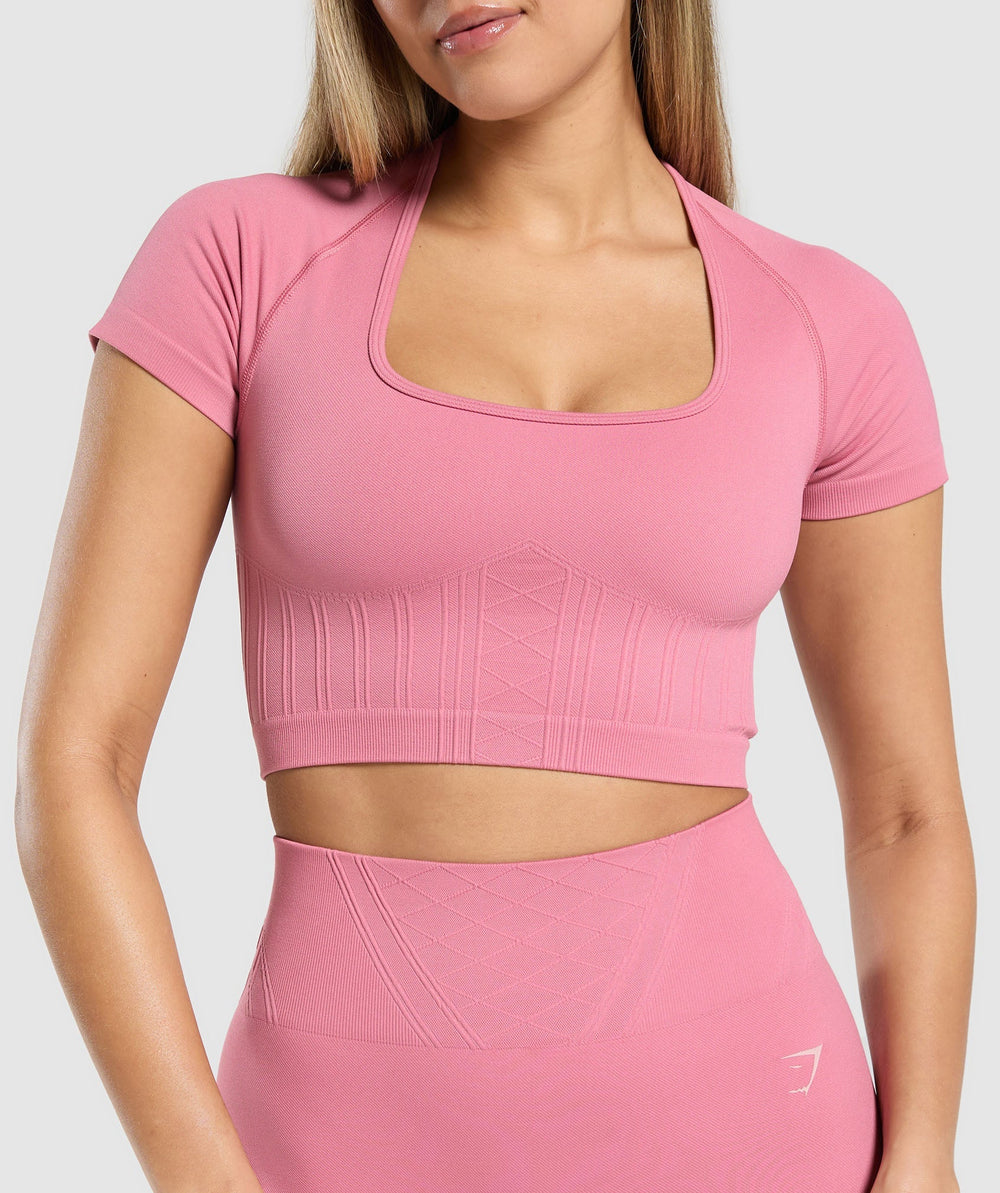 Corset Seamless Crop Top - Sunset Pink
