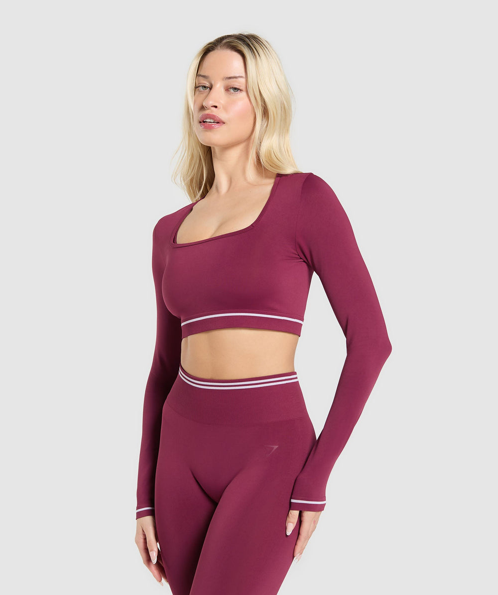 Contrast Seamless Crop Top - Strong Pink