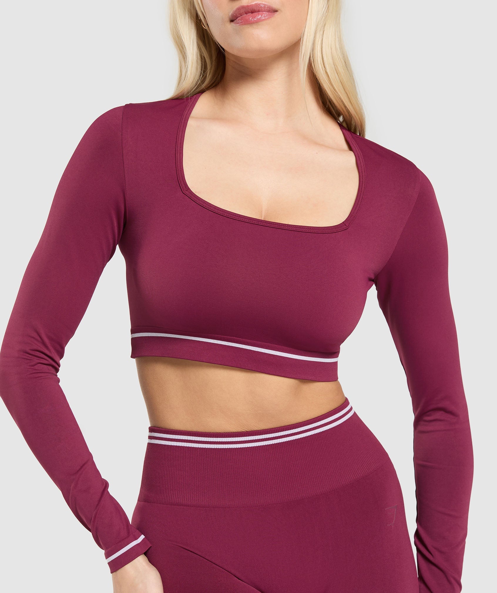 Contrast Seamless Crop Top - Strong Pink
