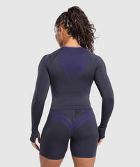 Apex Lift Seamless Long Sleeve Crop Top - Heavy Blue/Cobalt Purple