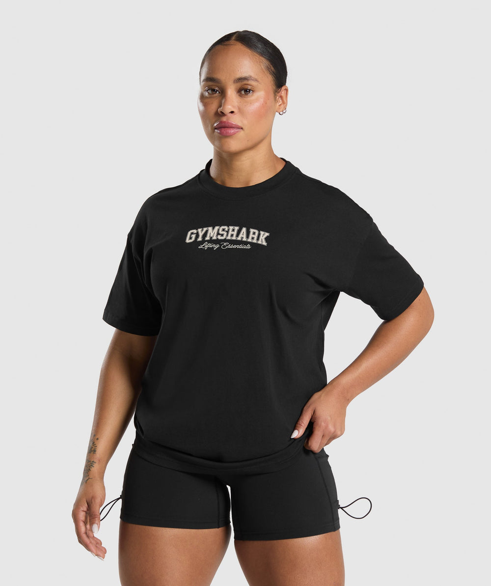 Lifting Essentials Graphic Oversized T-Shirt - Black