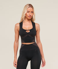 Diffuse Seamless Cropped Tank - Black/Calm Pink