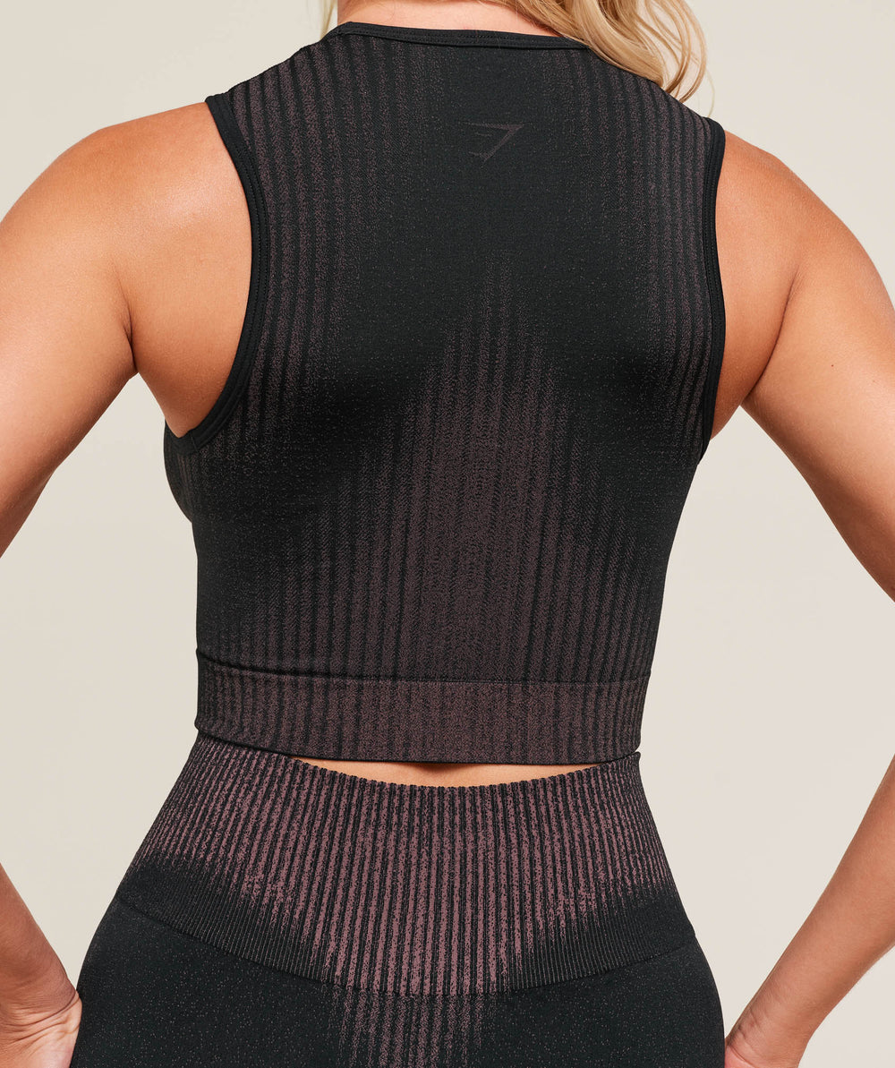 Diffuse Seamless Cropped Tank - Black/Calm Pink