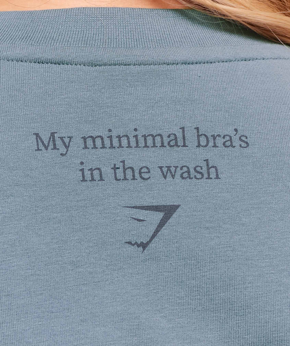 Minimal Bra Graphic Oversized T-Shirt - Iron Blue