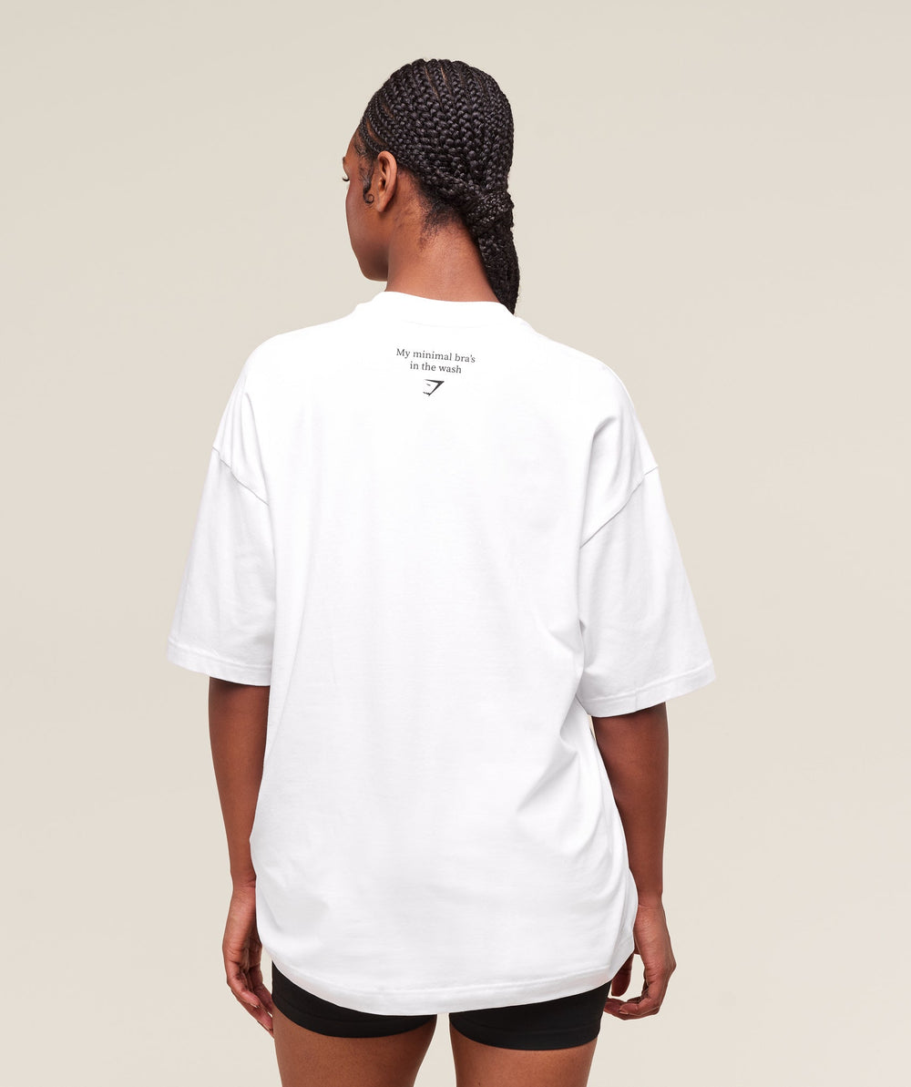 Minimal Bra Graphic Oversized T-Shirt - White