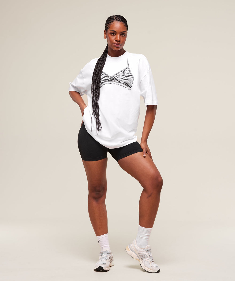 Minimal Bra Graphic Oversized T-Shirt - White