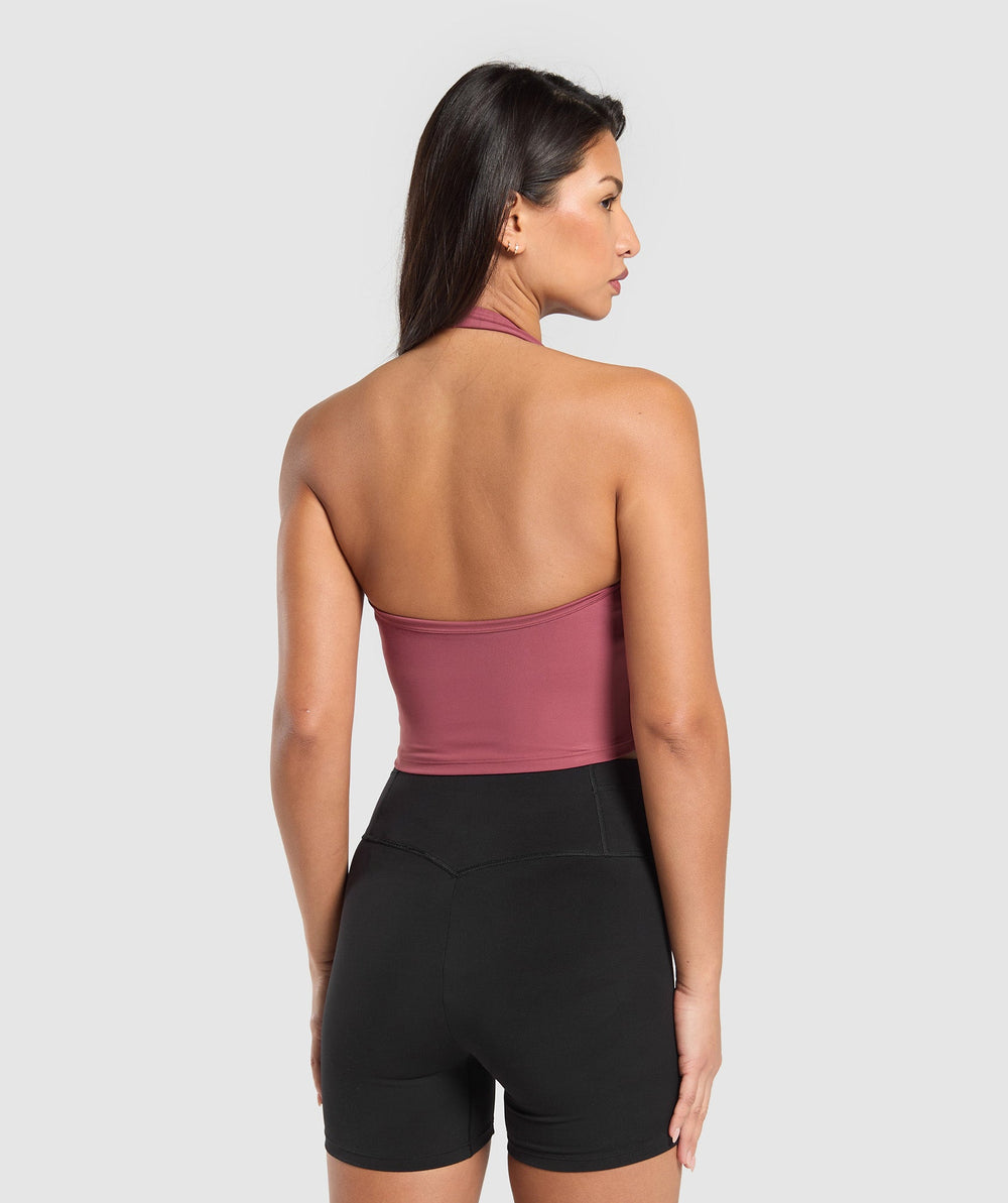 Halter Neck Cami with Shelf - Washed Berry Pink