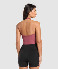 Halter Neck Cami with Shelf - Washed Berry Pink
