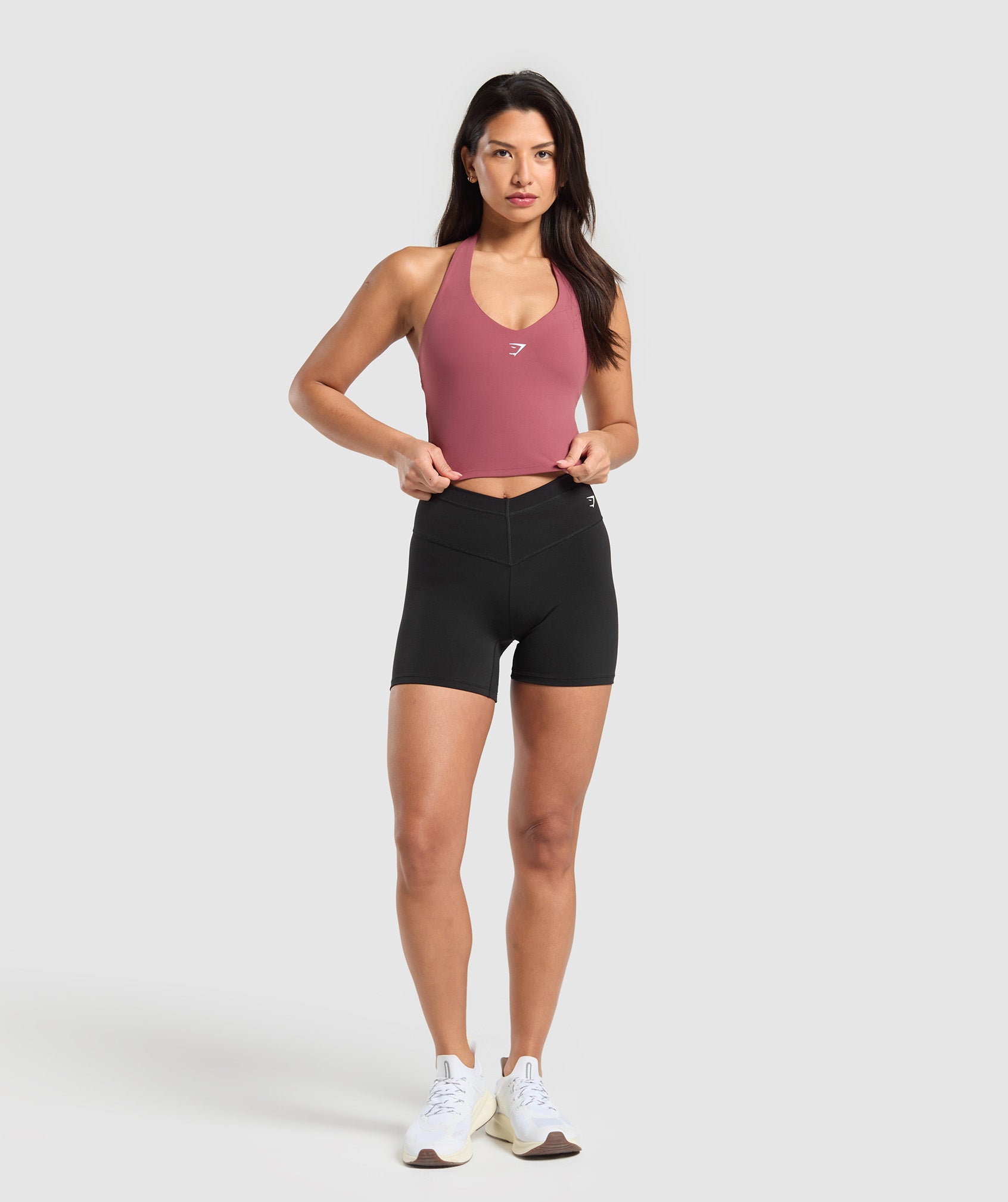 Halter Neck Cami with Shelf - Washed Berry Pink