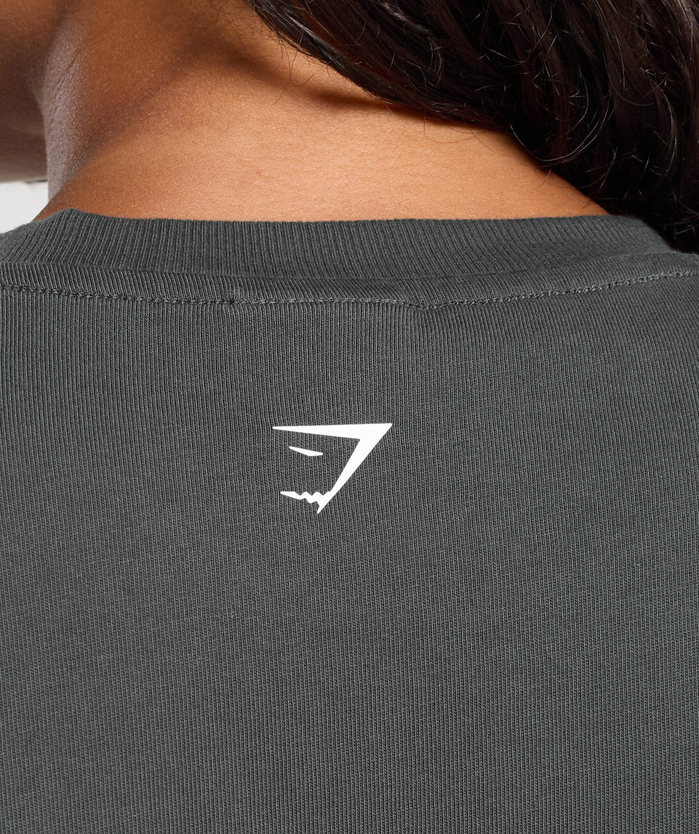 Gains Washed Heavyweight Cotton T-Shirt - Asphalt Grey/Black