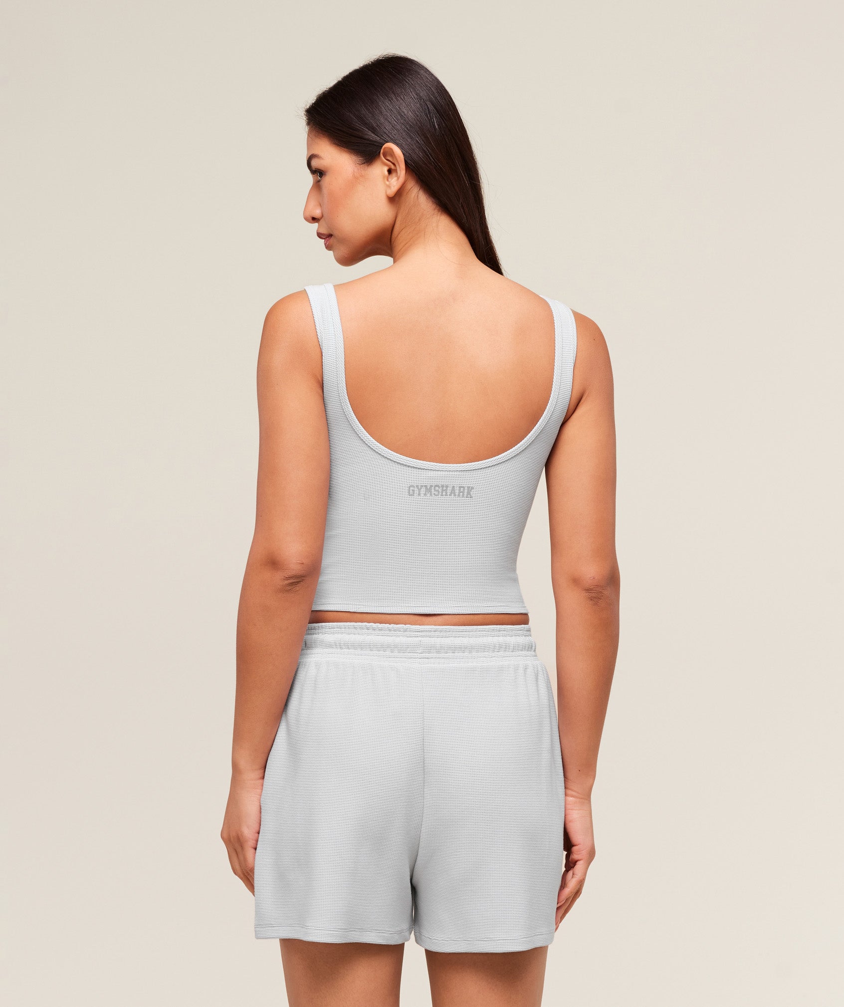 Waffle Cropped Tank - Light Grey