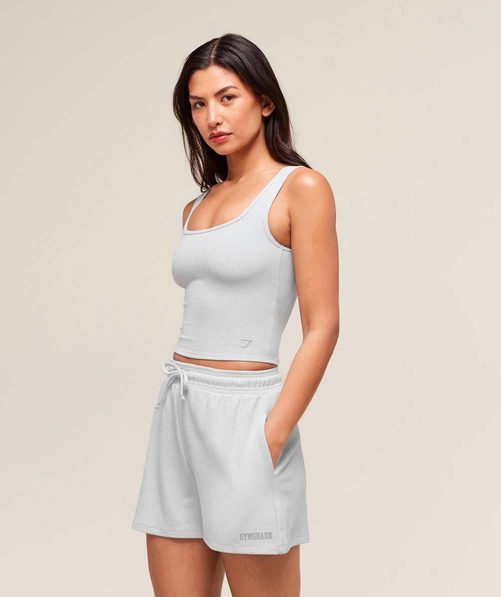Waffle Cropped Tank - Light Grey