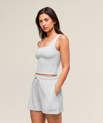 Waffle Cropped Tank - Light Grey