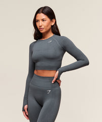 Vital Crop Top - Strong Grey Marl