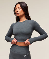 Vital Crop Top - Strong Grey Marl