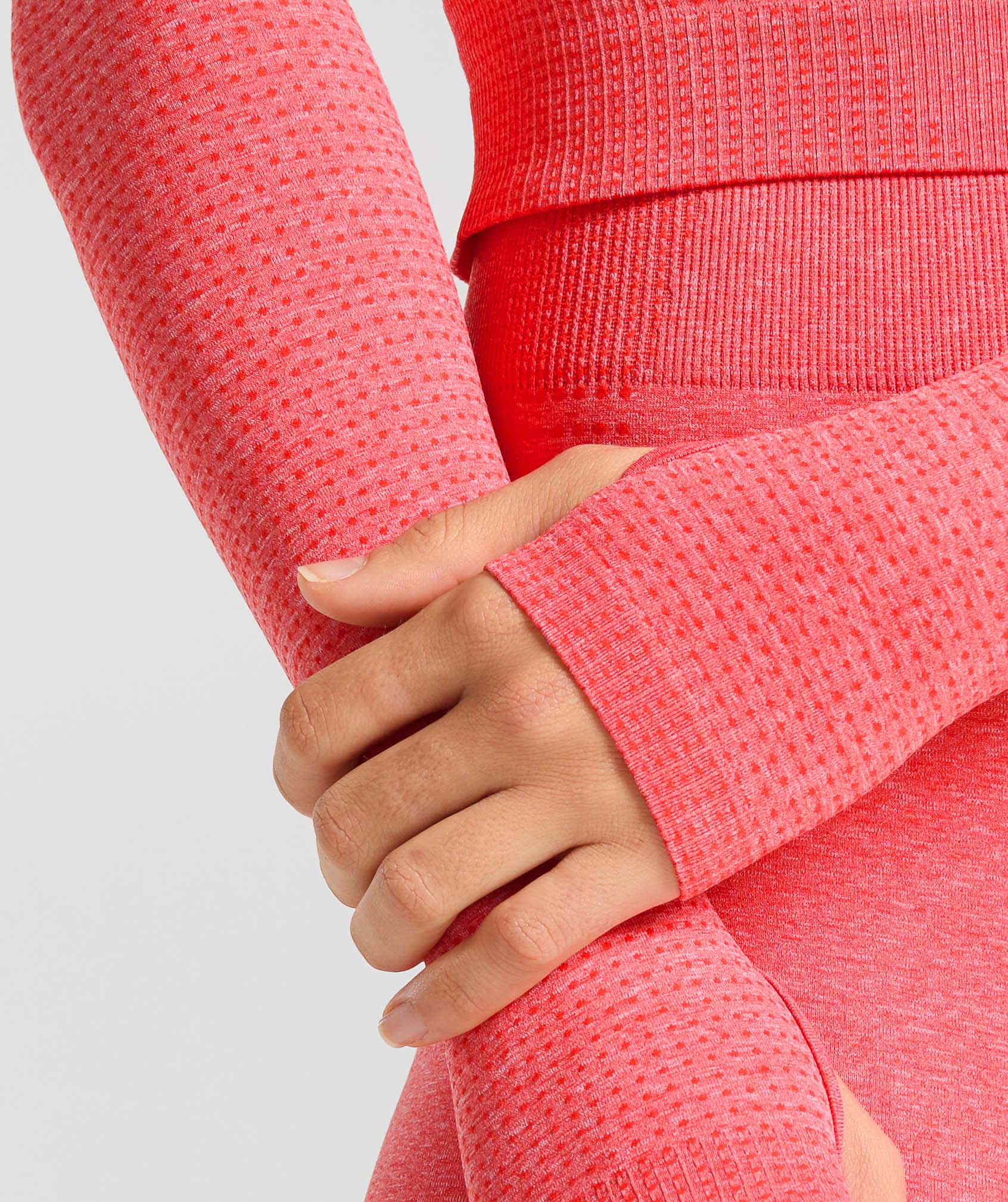 Vital Long Sleeve Cut Out Top - Coral Red Marl