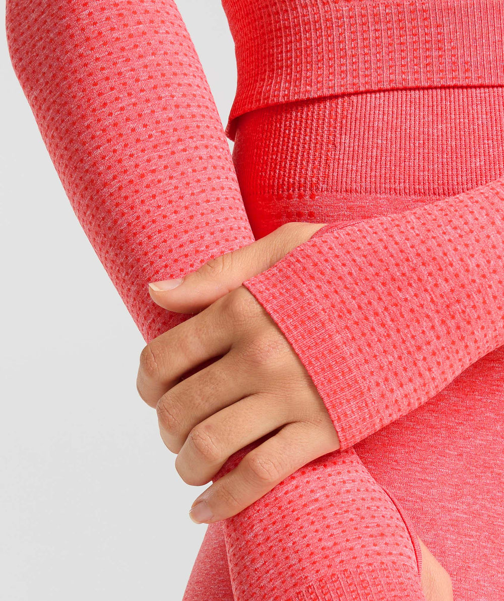 Vital Long Sleeve Cut Out Top - Coral Red Marl