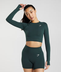 Vital Crop Top - Woodland Green Marl