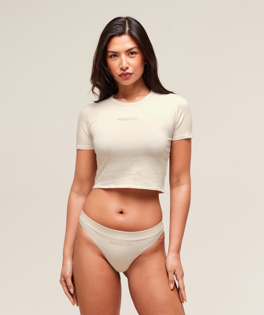 Cotton Graphic Midi T-Shirt - Oat White