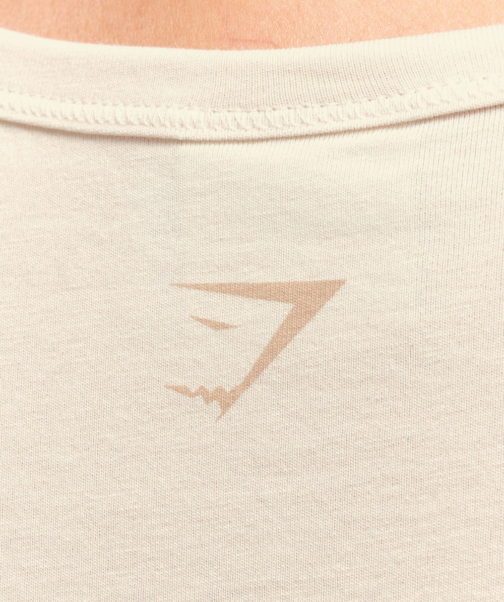 Cotton Graphic Midi T-Shirt - Oat White