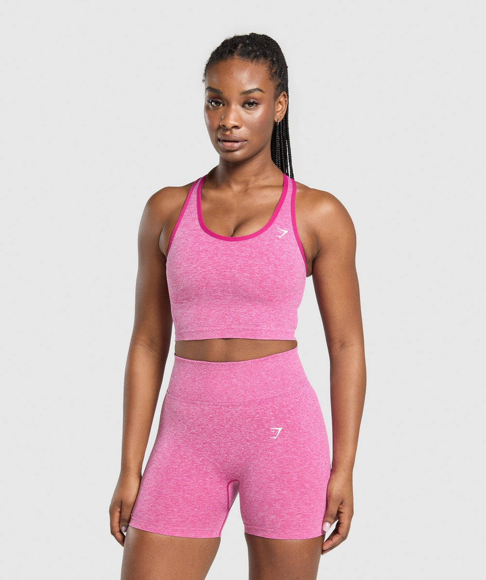 Lift Seamless Midi Tank With Shelf - Winning Pink/White Marl