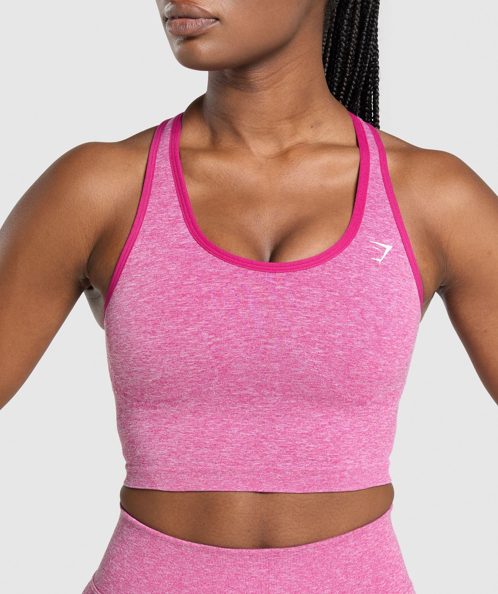 Lift Seamless Midi Tank With Shelf - Winning Pink/White Marl