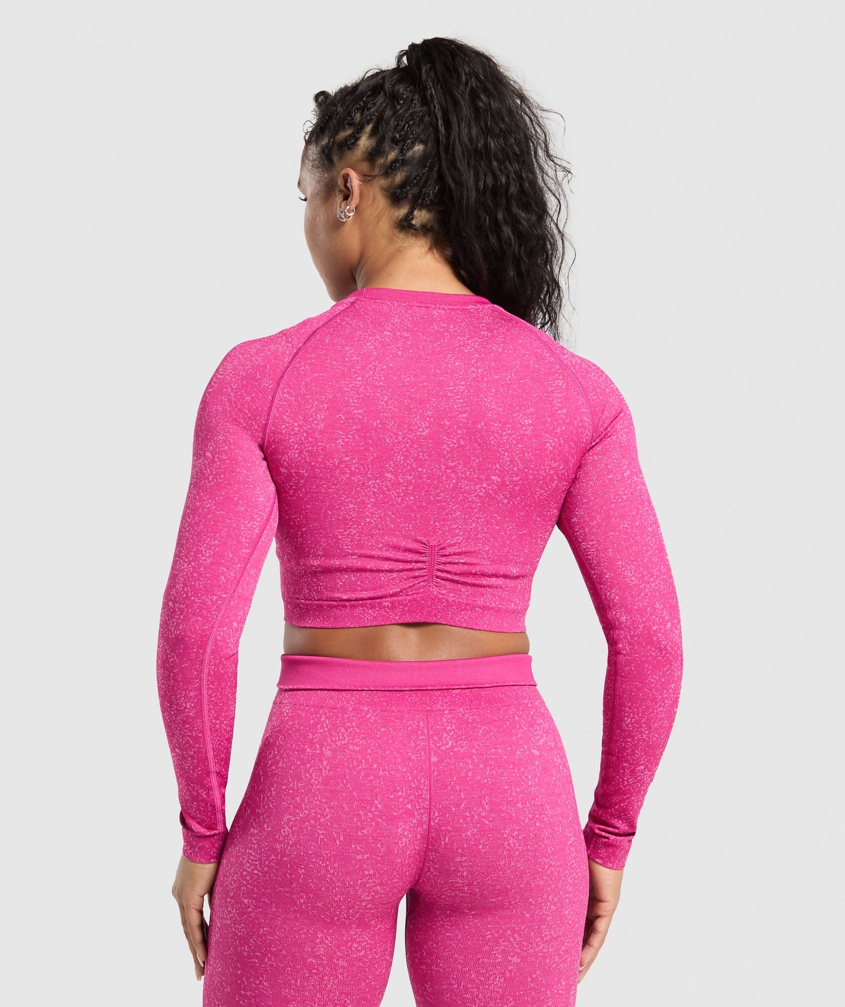 Adapt Fleck Seamless Long Sleeve Crop Top - Winning Pink/Sour Pink