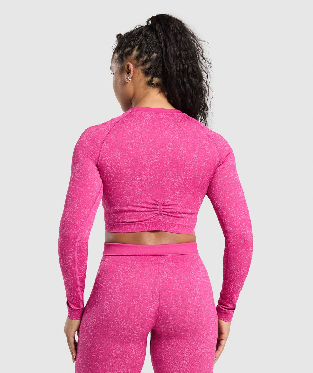Adapt Fleck Seamless Long Sleeve Crop Top - Winning Pink/Sour Pink