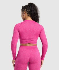 Adapt Fleck Seamless Long Sleeve Crop Top - Winning Pink/Sour Pink
