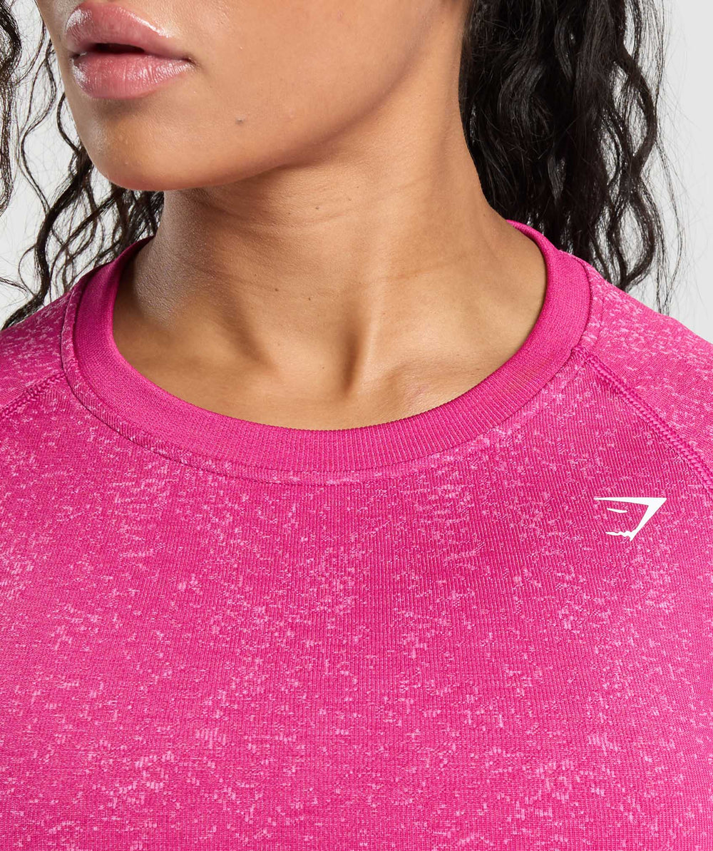 Adapt Fleck Seamless Long Sleeve Crop Top - Winning Pink/Sour Pink