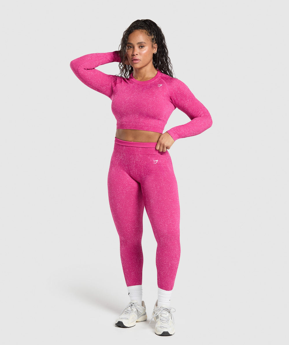 Adapt Fleck Seamless Long Sleeve Crop Top - Winning Pink/Sour Pink