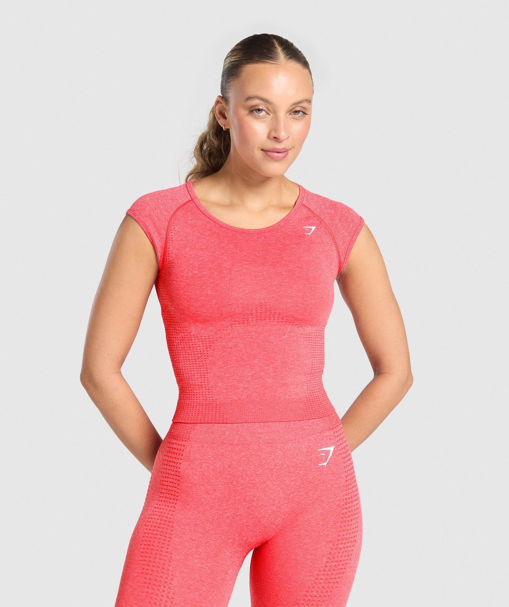 Vital Scoop Neck Top - Coral Red Marl