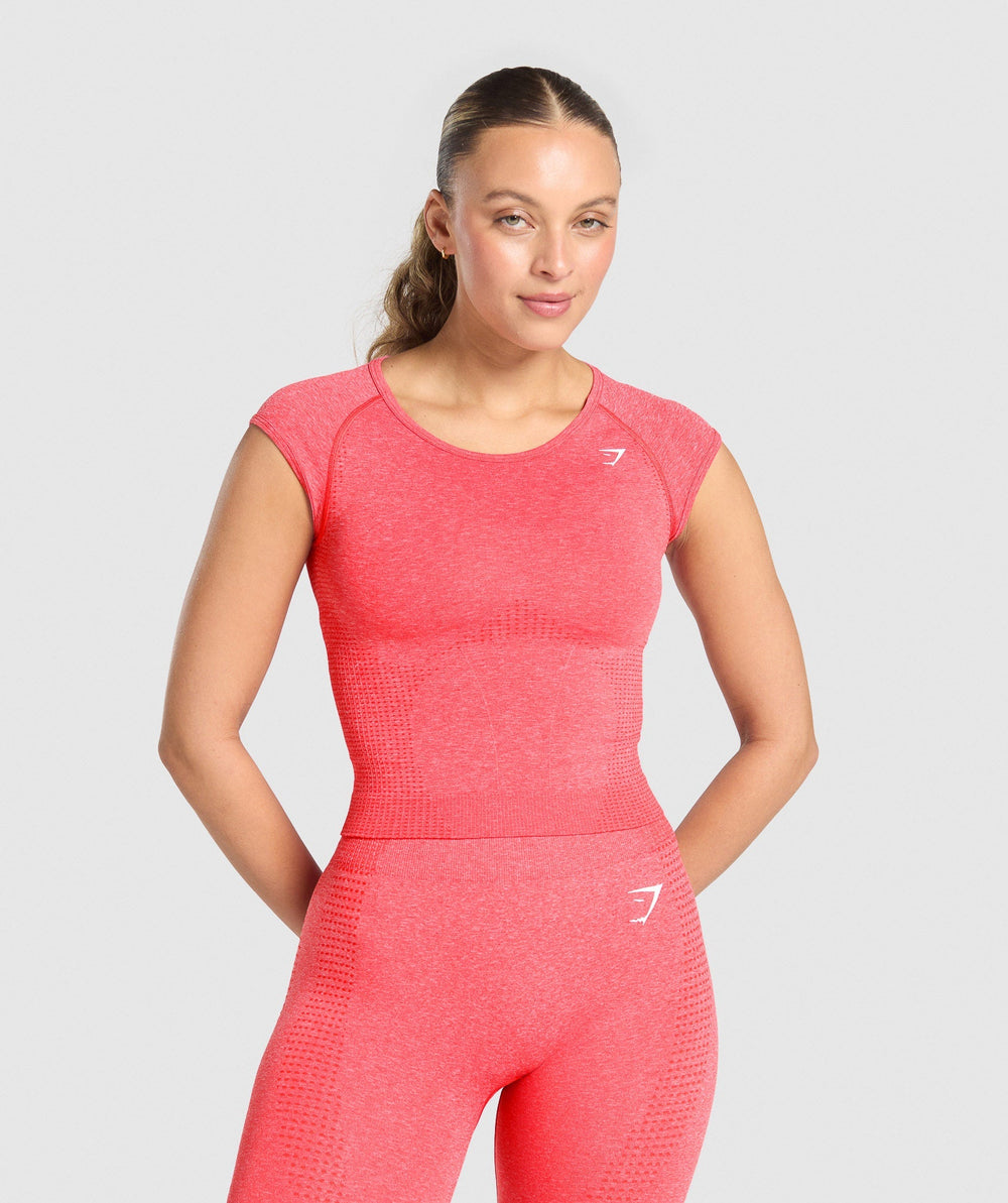 Vital Scoop Neck Top - Coral Red Marl