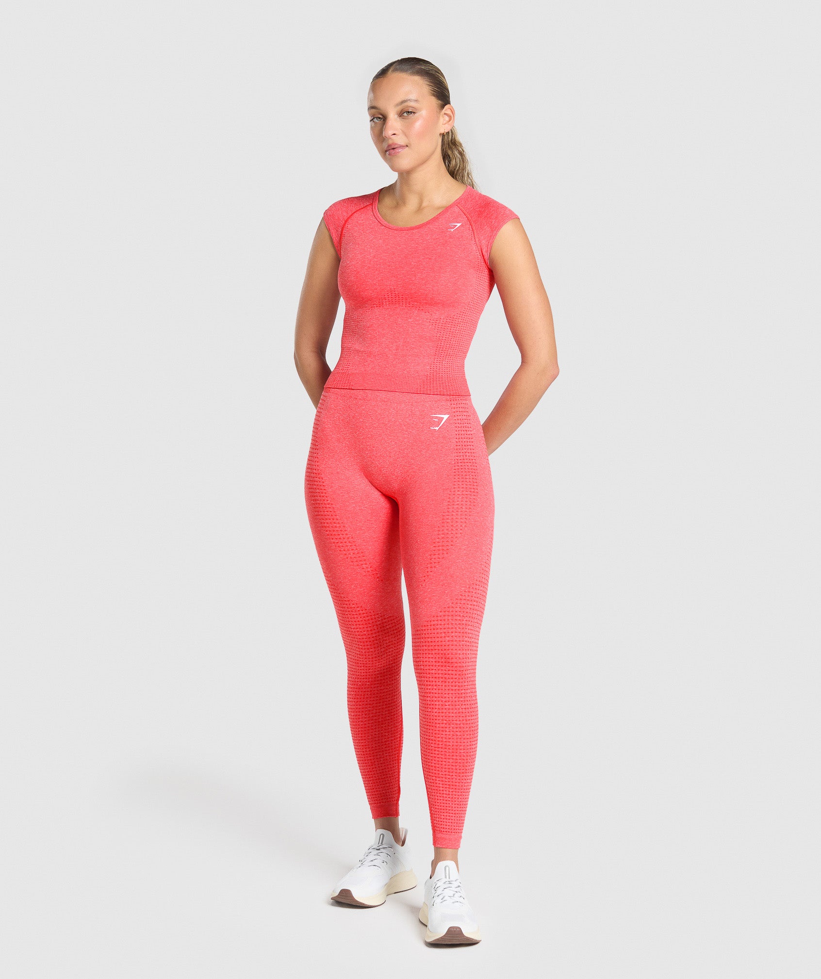 Vital Scoop Neck Top - Coral Red Marl