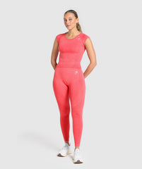 Vital Scoop Neck Top - Coral Red Marl