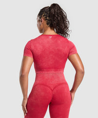 Gains Seamless Washed Crop Top - Carmine Red