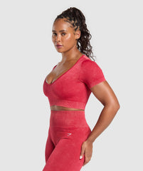 Gains Seamless Washed Crop Top - Carmine Red
