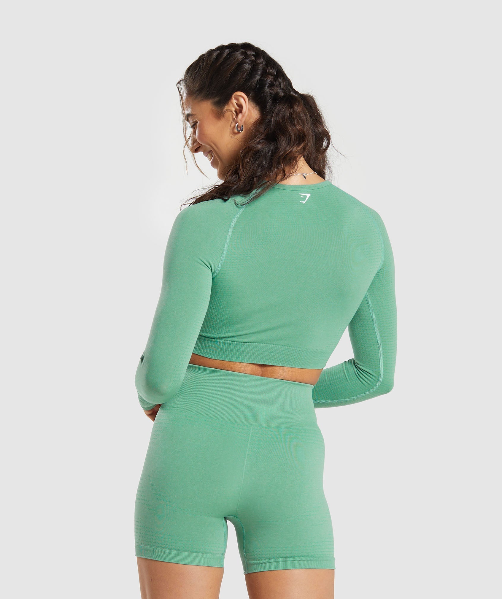 Vital Crop Top - Lagoon Green Marl