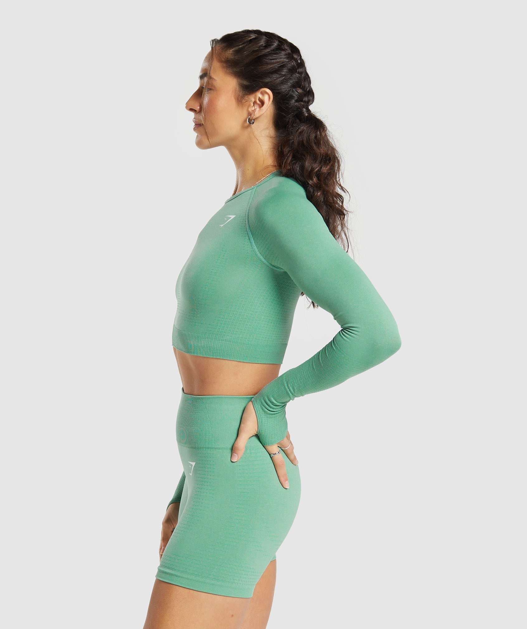 Vital Crop Top - Lagoon Green Marl
