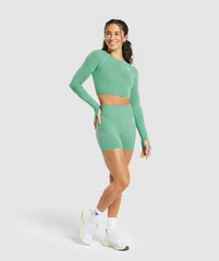 Vital Crop Top - Lagoon Green Marl
