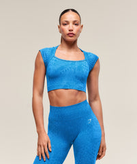 Adapt X Whitney Animal Seamless Crop Top - Barbell Blue/Gentle Blue