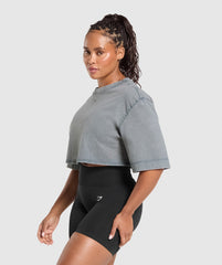 GSLC Washed Graphic Crop Top - Iron Blue