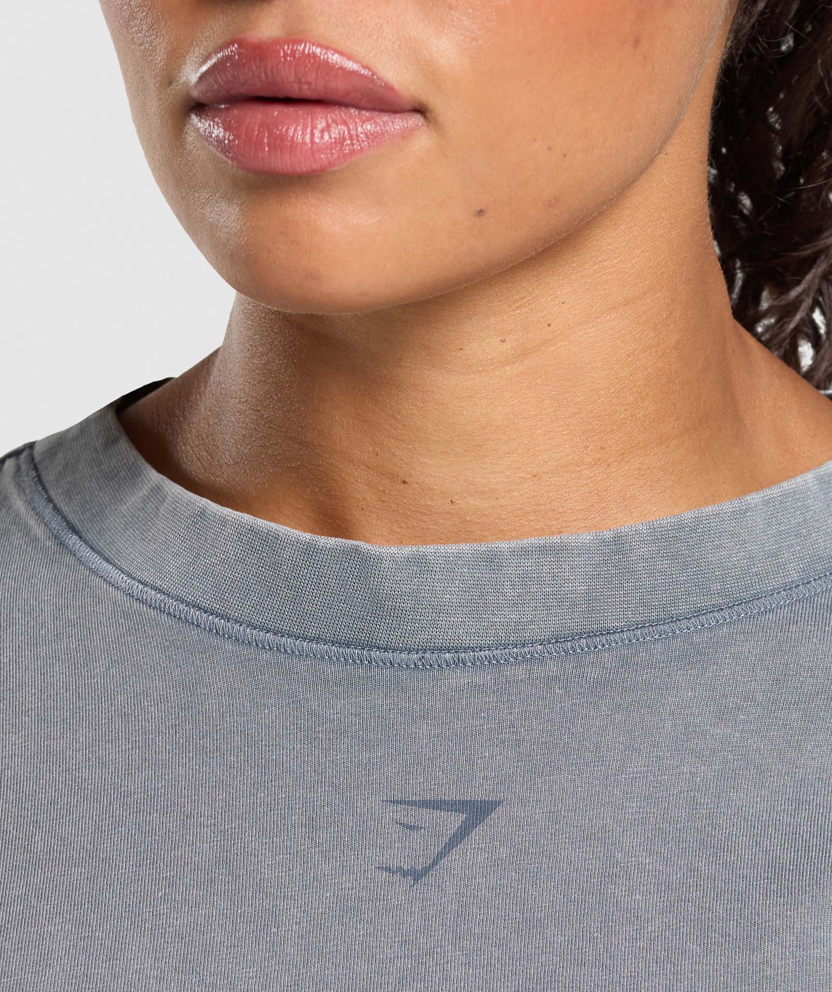GSLC Washed Graphic Crop Top - Iron Blue