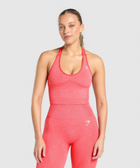 Vital Halter Neck Tank With Shelf - Coral Red Marl