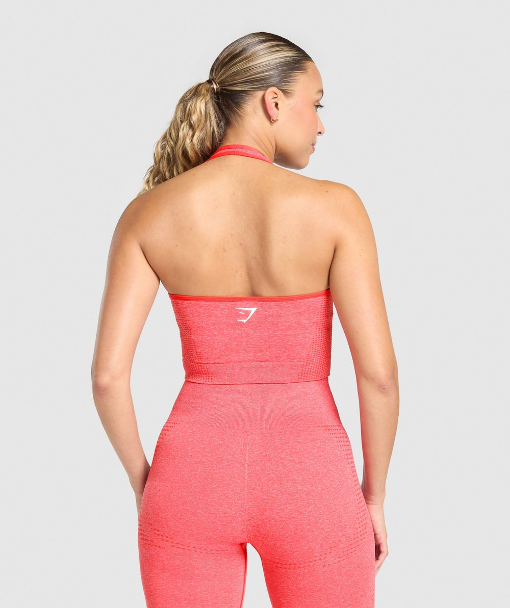 Vital Halter Neck Tank With Shelf - Coral Red Marl